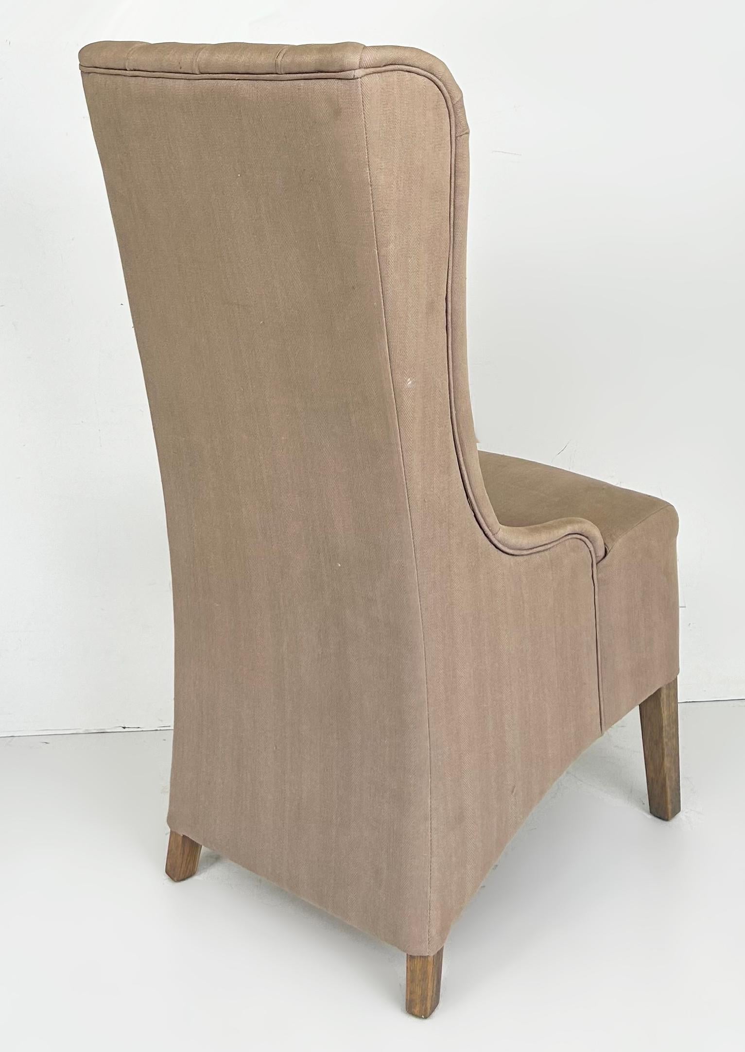 20th Century Decorator's High Back Tufted Wing Chairs to be Reupholstered For Sale
