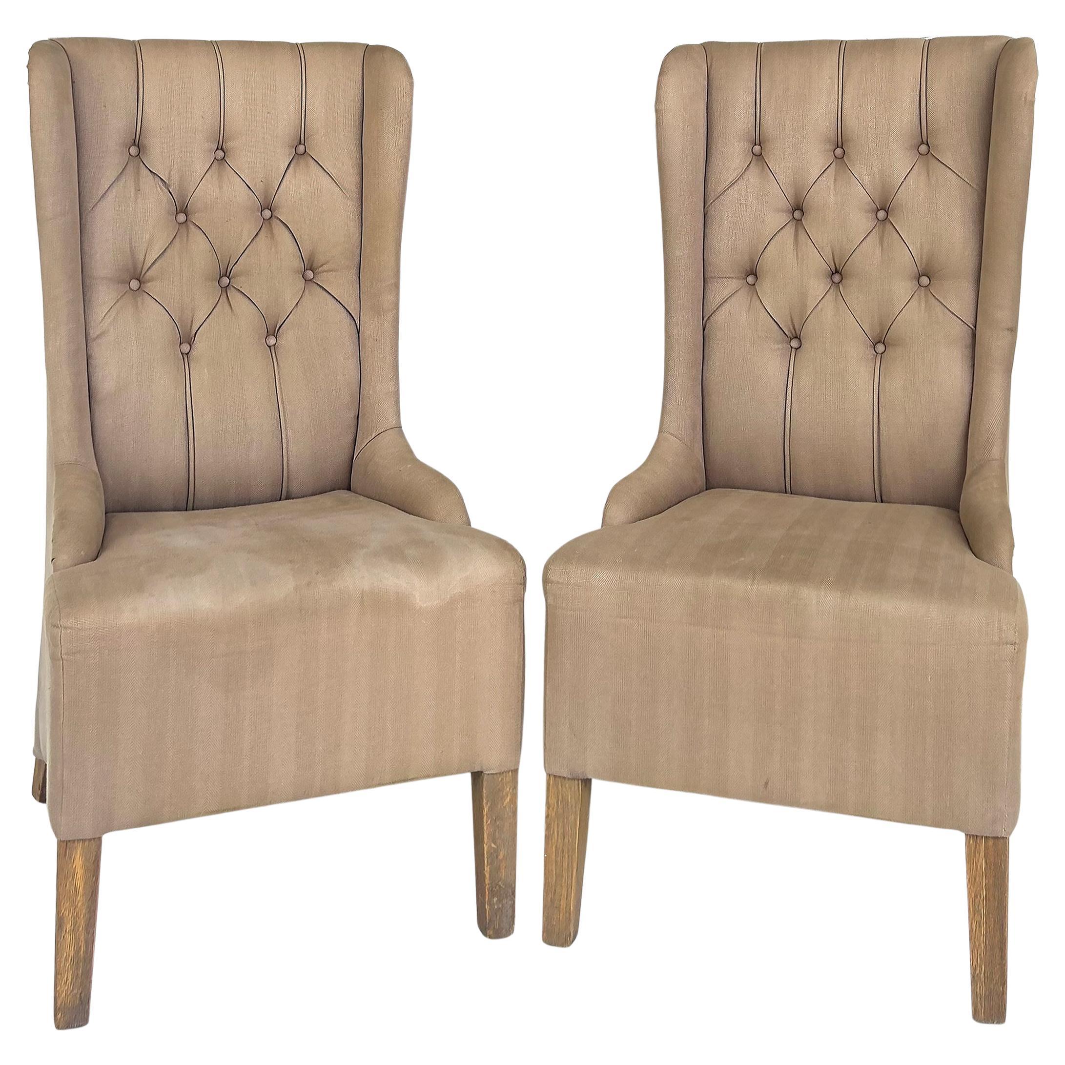 Decorator's High Back Tufted Wing Chairs to be Reupholstered