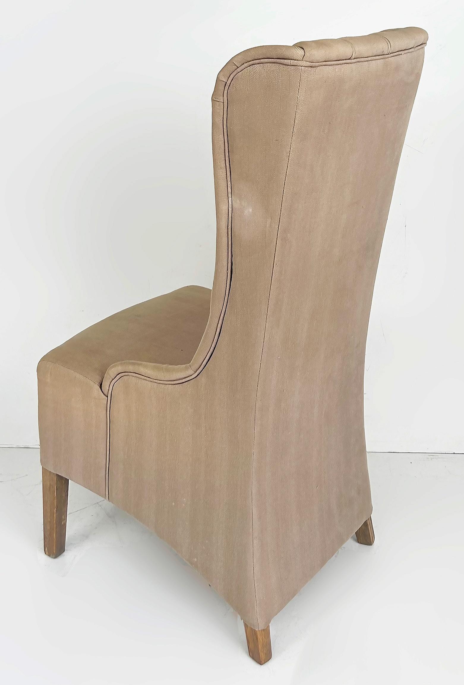 Decorator's High Back Tufted Wing Chairs to be Reupholstered For Sale 1