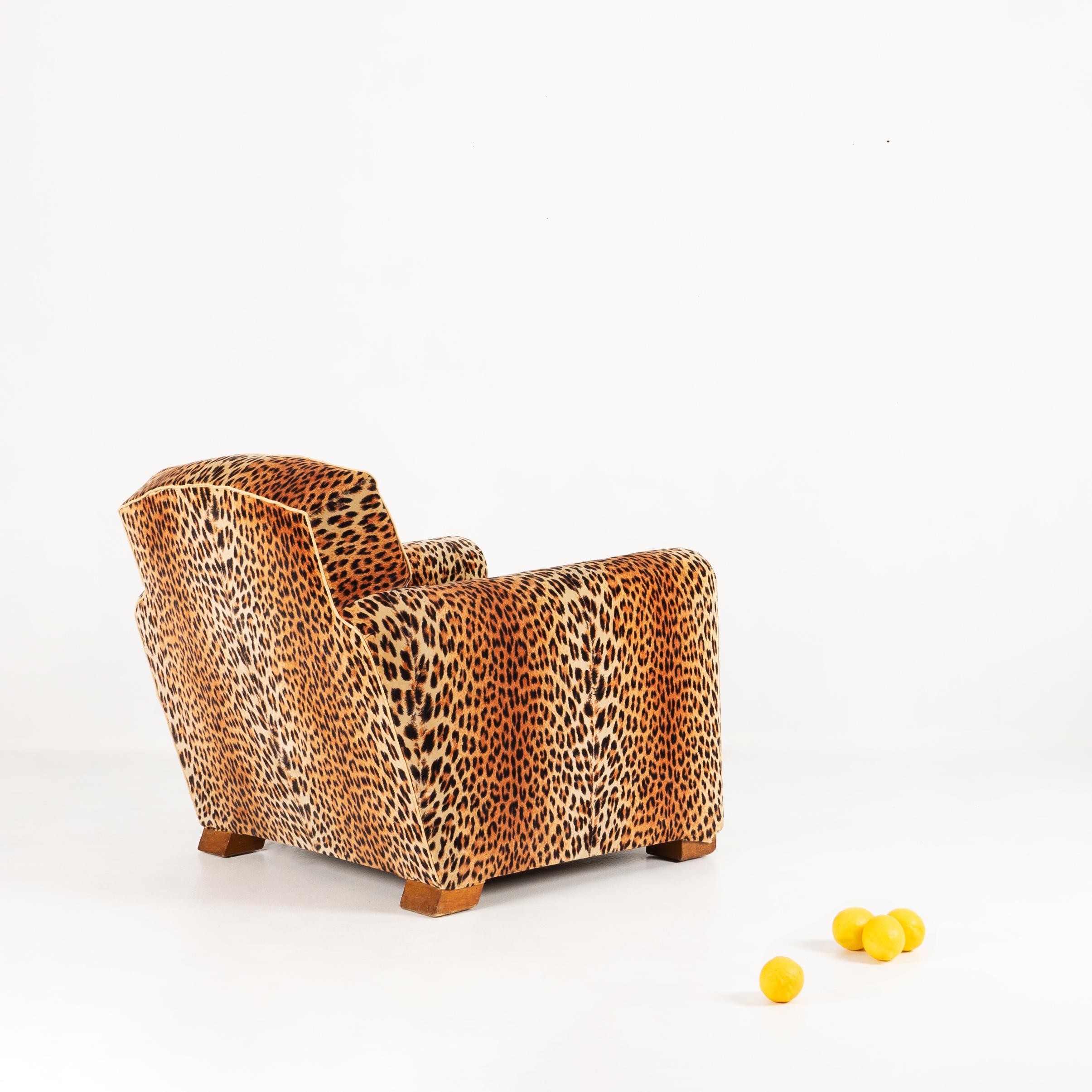 Francese Opera di un decoratore, Coppia di poltrone leopardate, pezzo unico, 1930