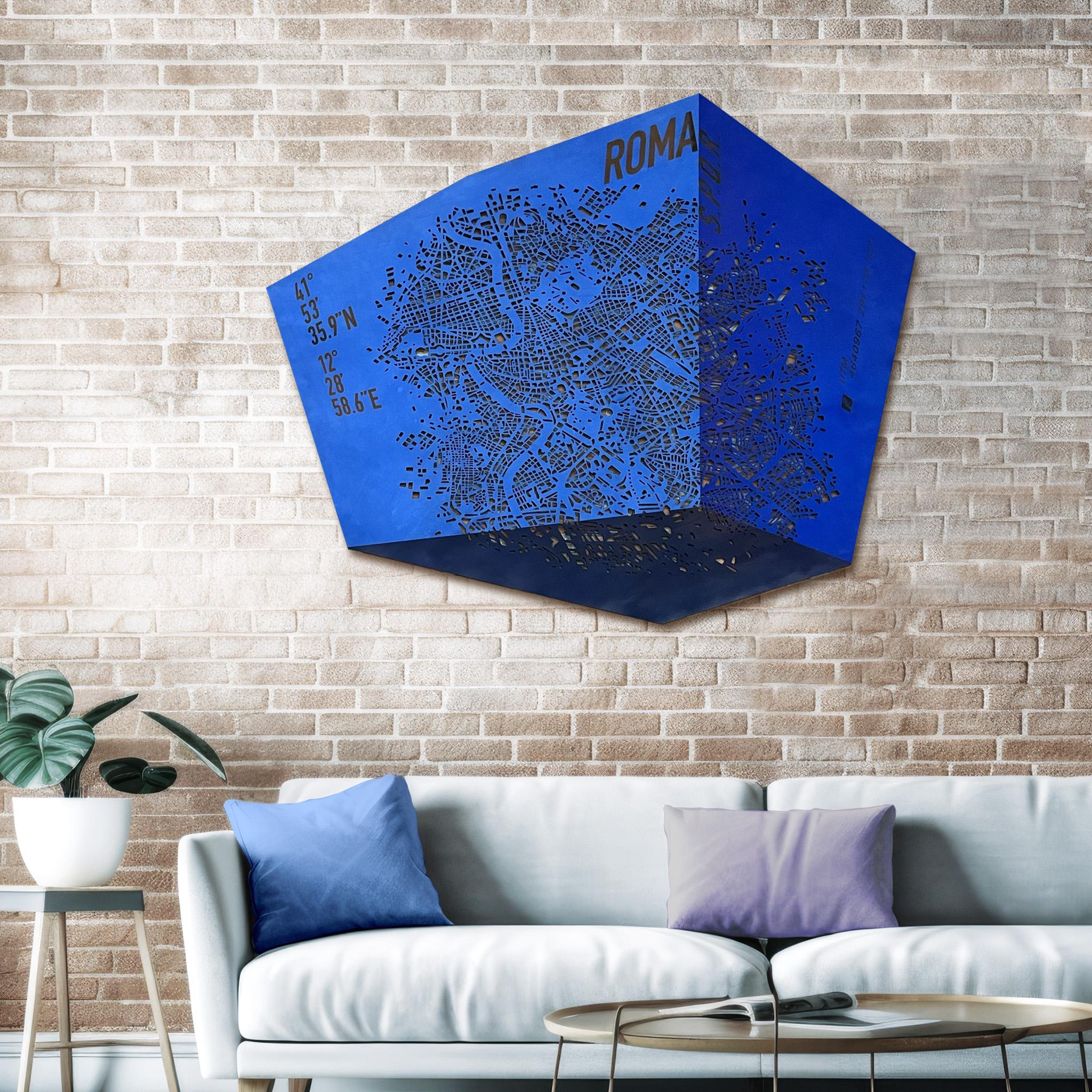 La mappa è un oggetto di arte e decorazione da muro, realizzata in pelle 