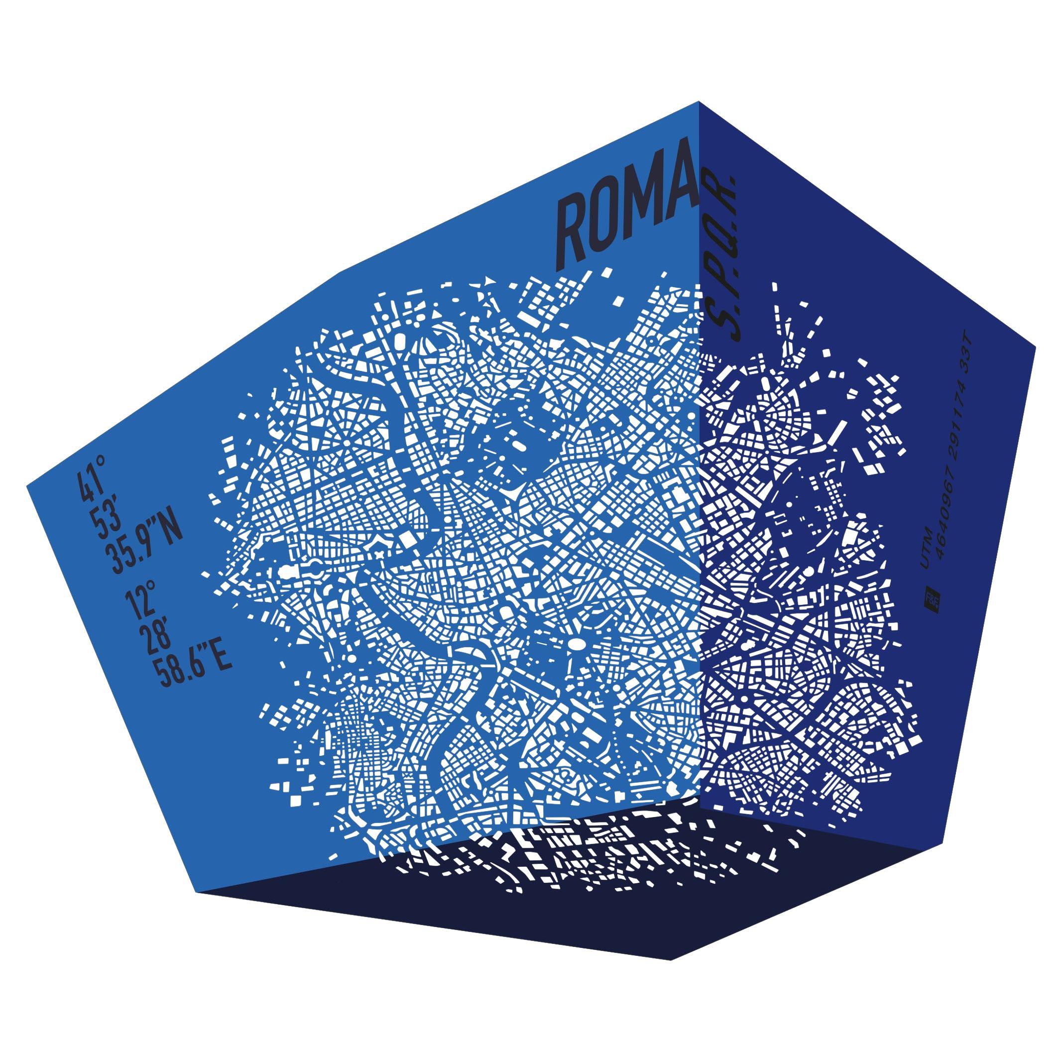 Decorazione da parete in pelle della città di Roma produzione design italiano