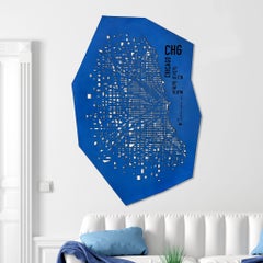 Decorazione da parete in pelle della città di Chicago produzione design italiano