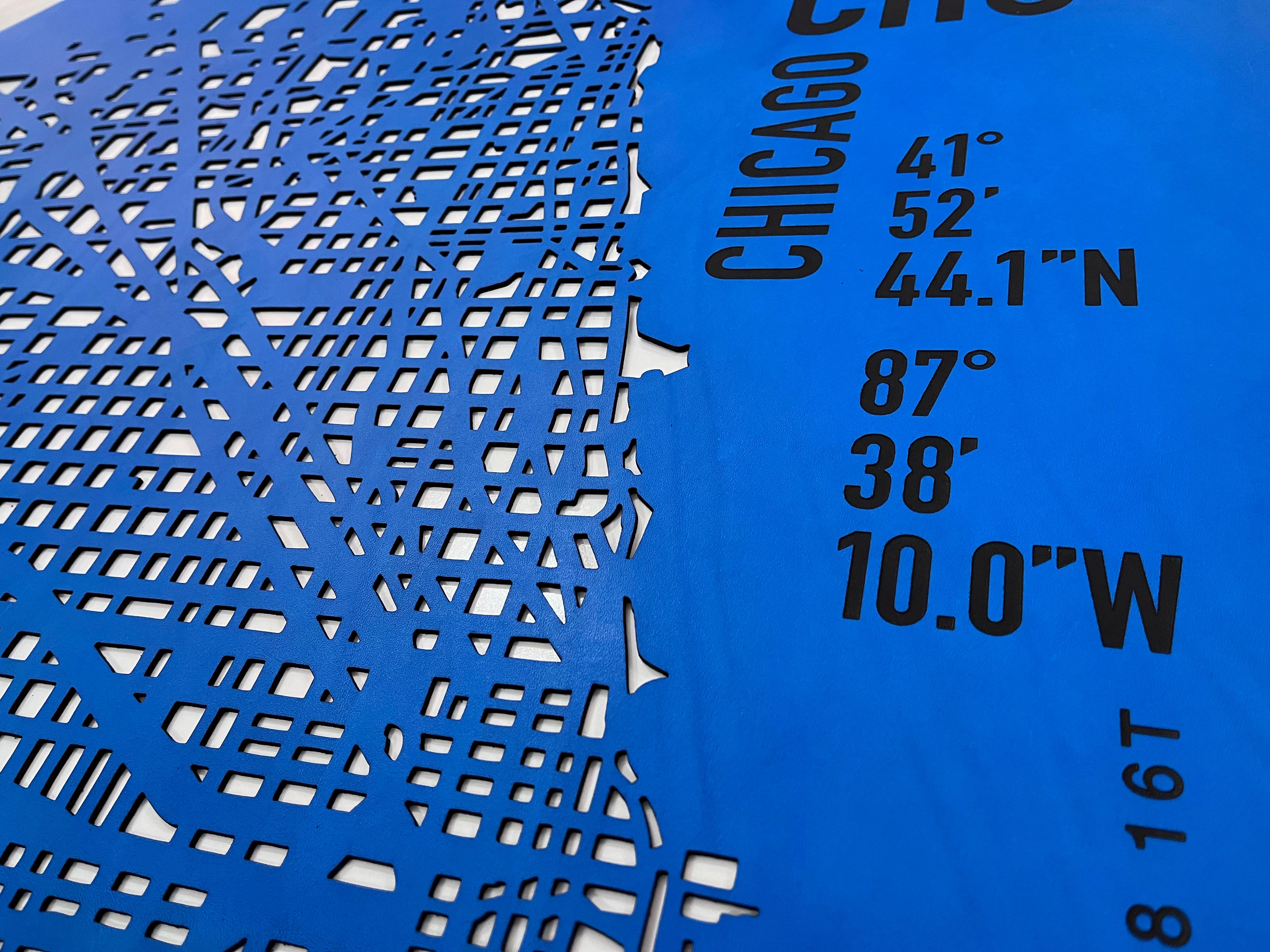 Moderno Decorazione da parete in pelle della città di Chicago produzione design italiano in vendita