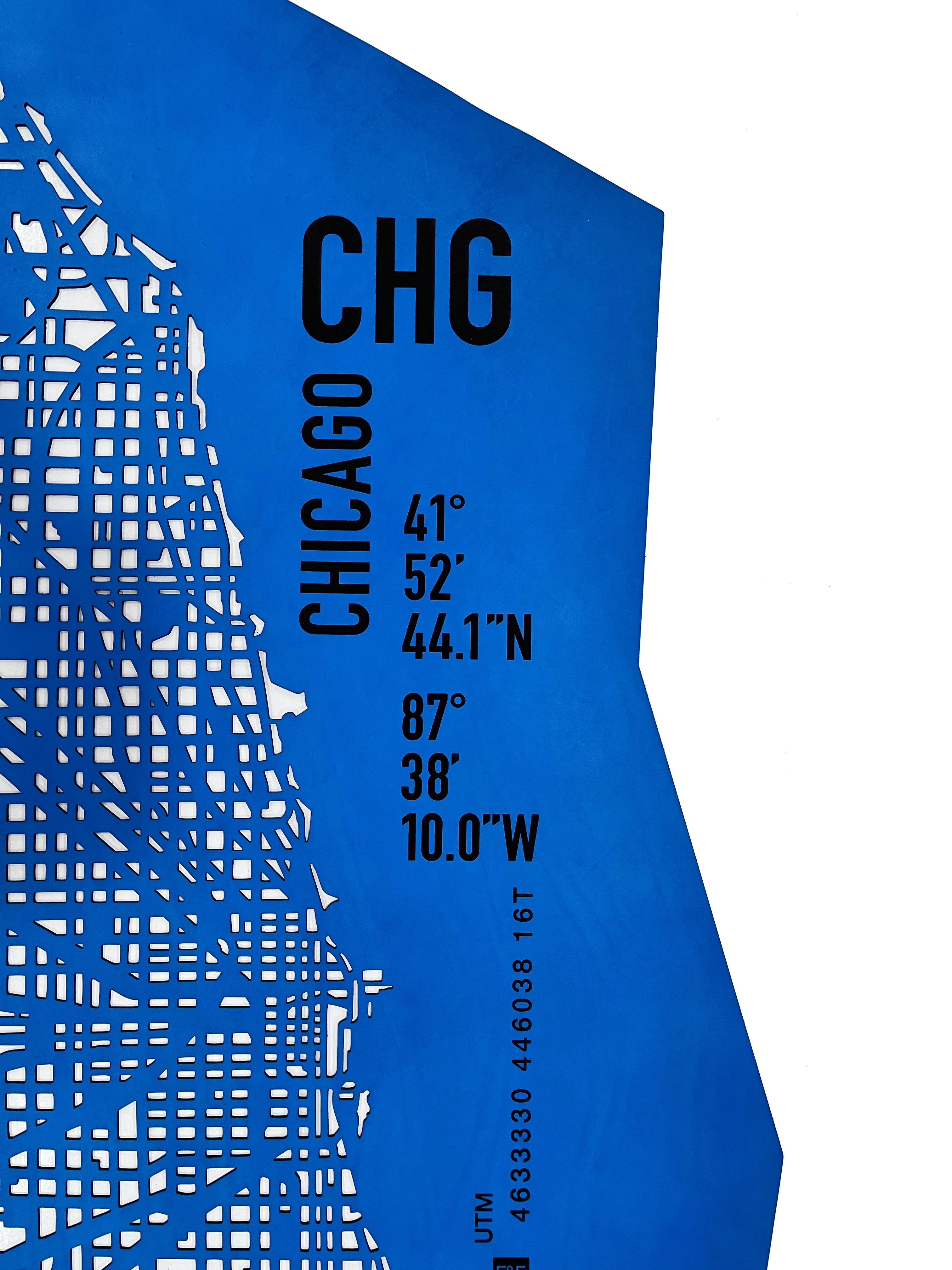 Periodo contemporaneo Decorazione da parete in pelle della città di Chicago produzione design italiano in vendita