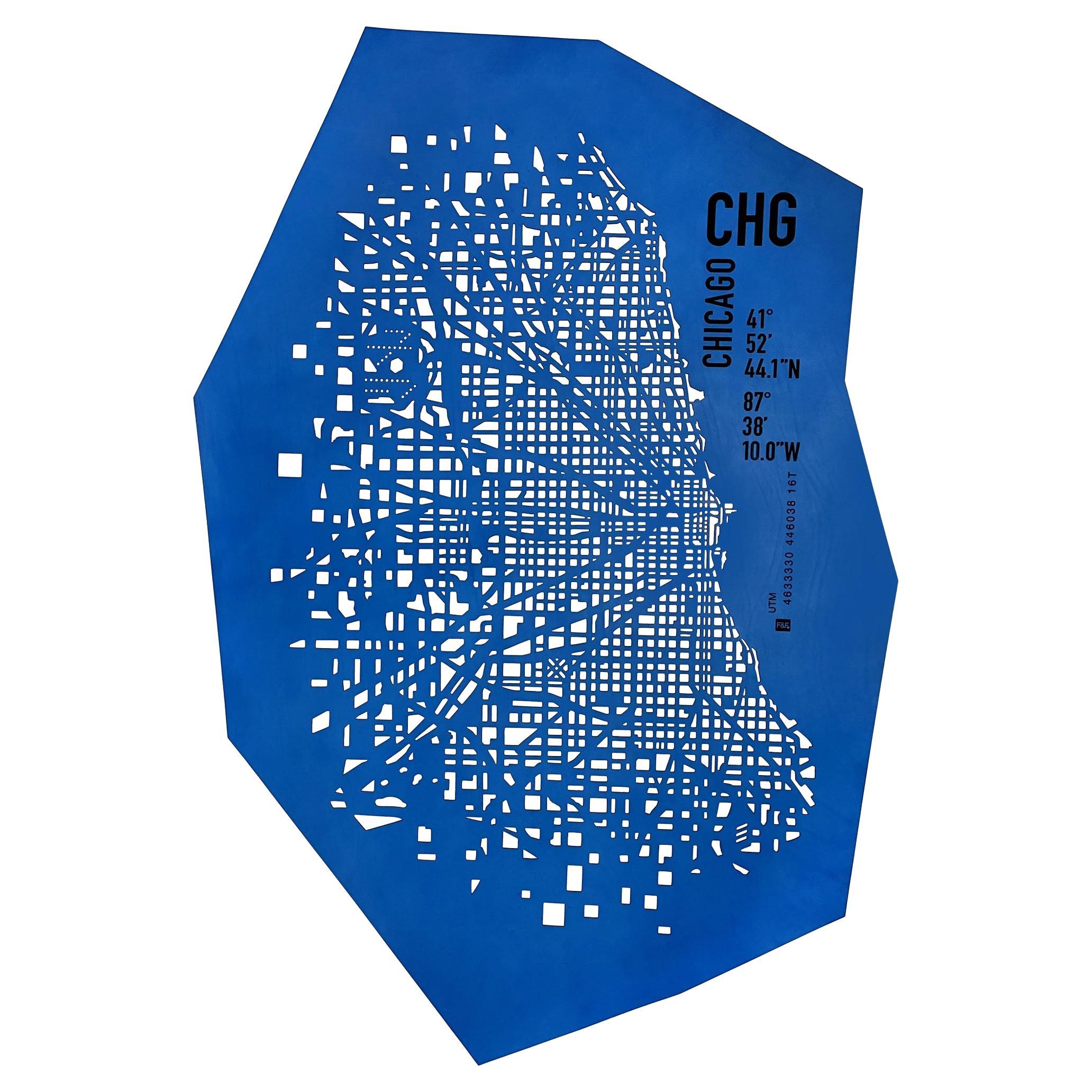 Decorazione da parete in pelle della città di Chicago produzione design italiano in vendita
