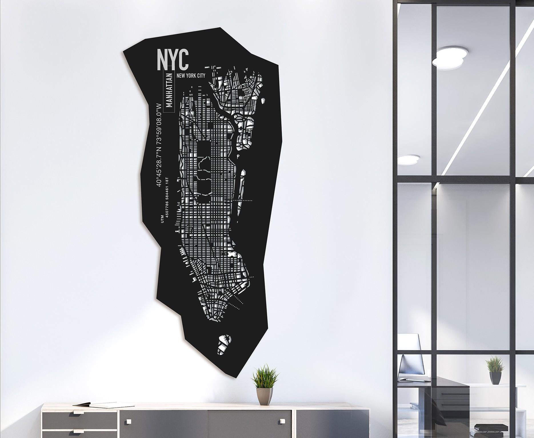 Decorazione da parete in pelle, mappa della città personalizzata, su misura Cuero en venta