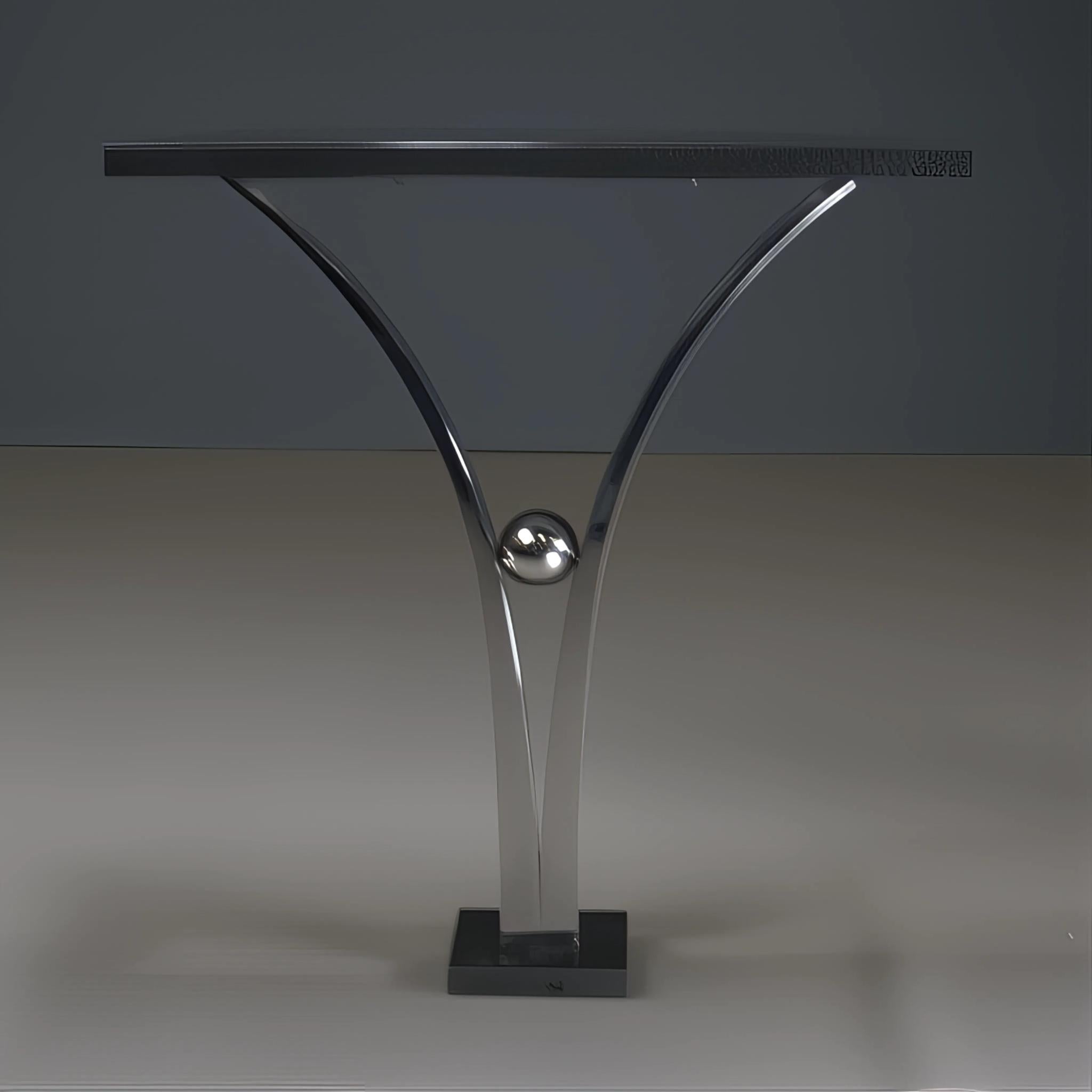 Consola Decorus Viola de acero inoxidable pulido con tapa de granito negro Británico en venta