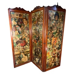Antique Decoupage Room Screen