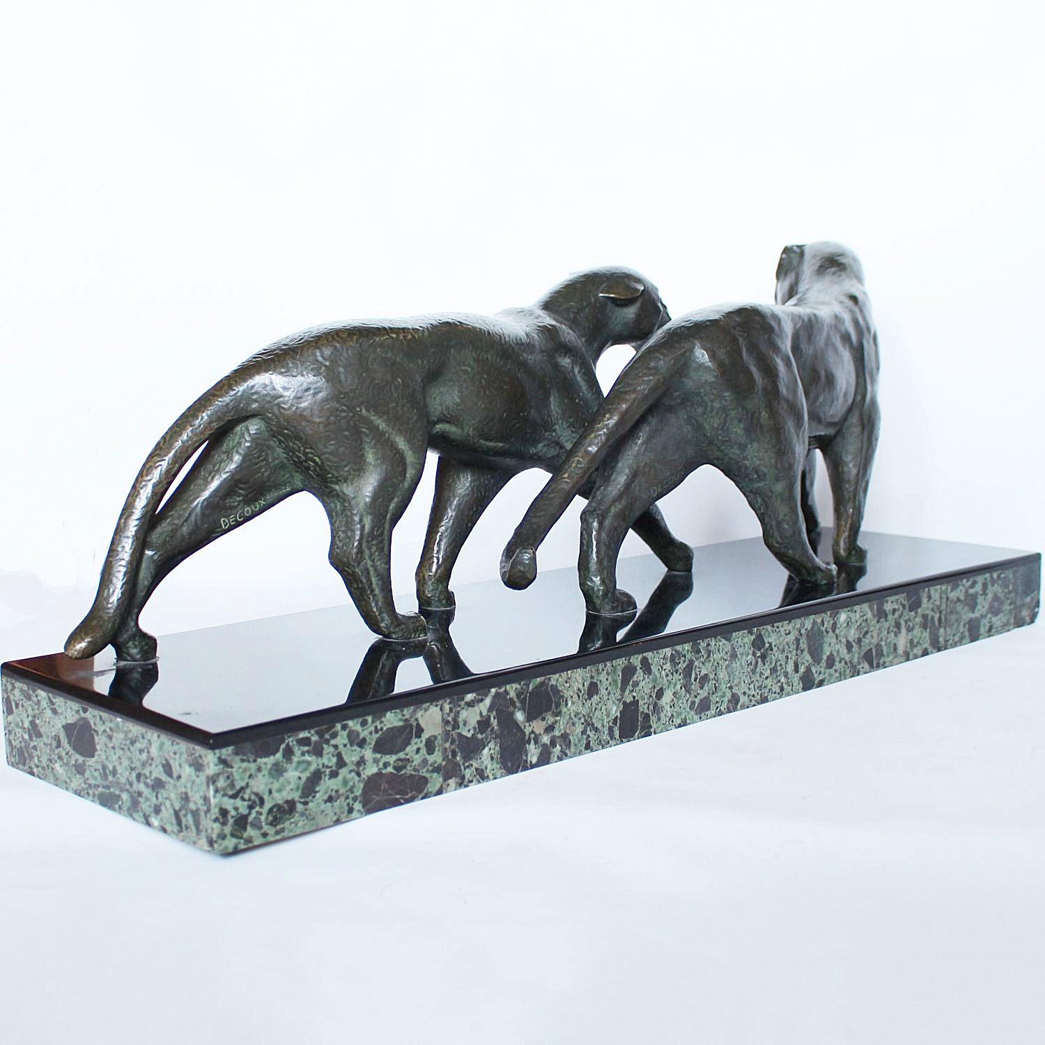 French Decoux Art Deco Prowling Panthers