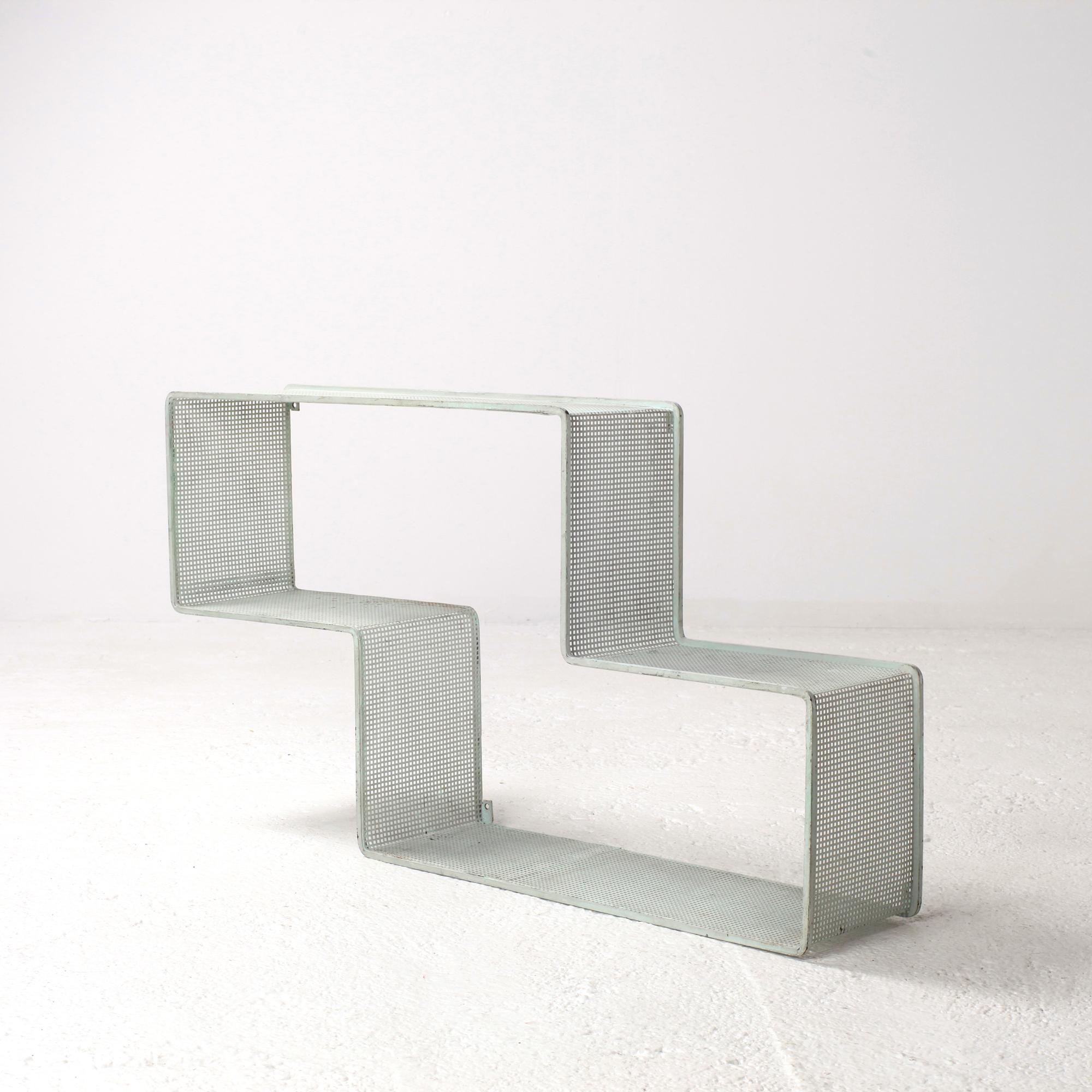 French Dedal Wall Shelf by Mathieu Mategot, Perforated Steel, circa 1950, France