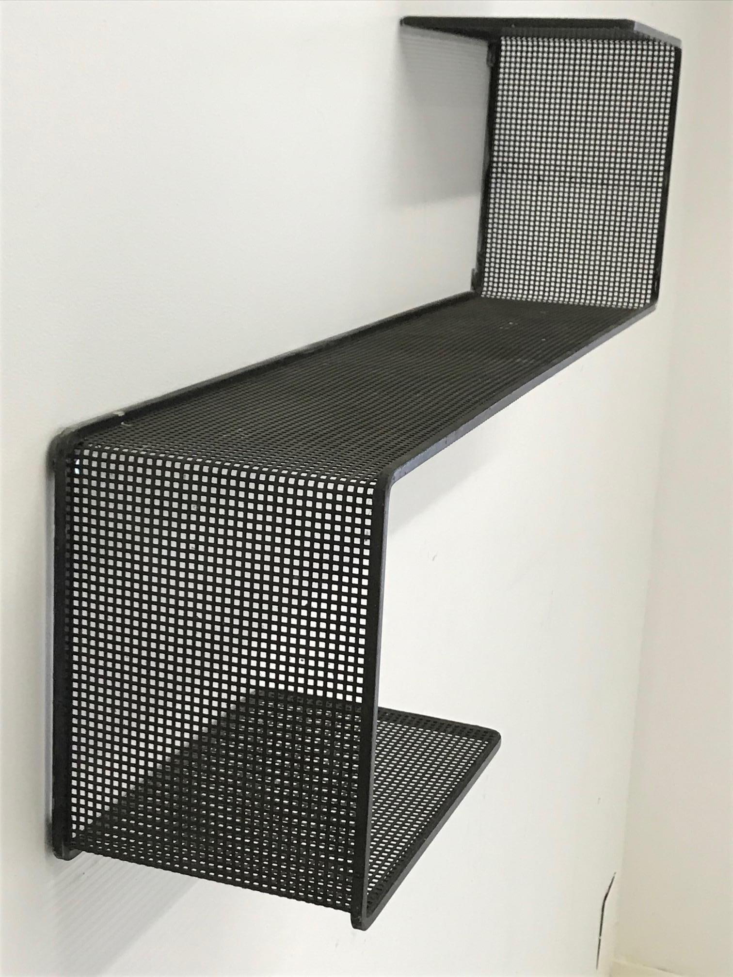 Dedal Wall Shelf by Mathieu Mategot, Perforated Steel, France, circa 1955 In Good Condition In Perpignan, FR