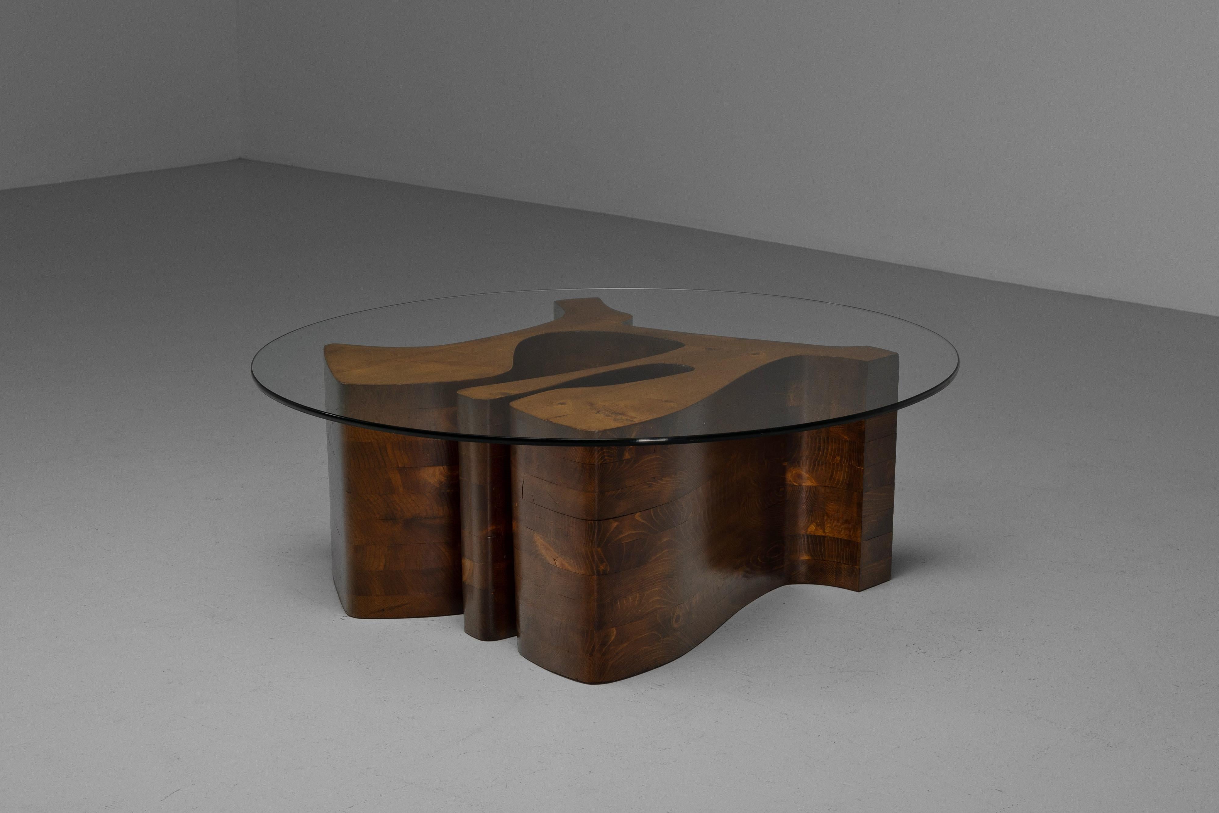 Mesa de centro escultórica Dedalo Montali Italia 1978 Vidrio en venta