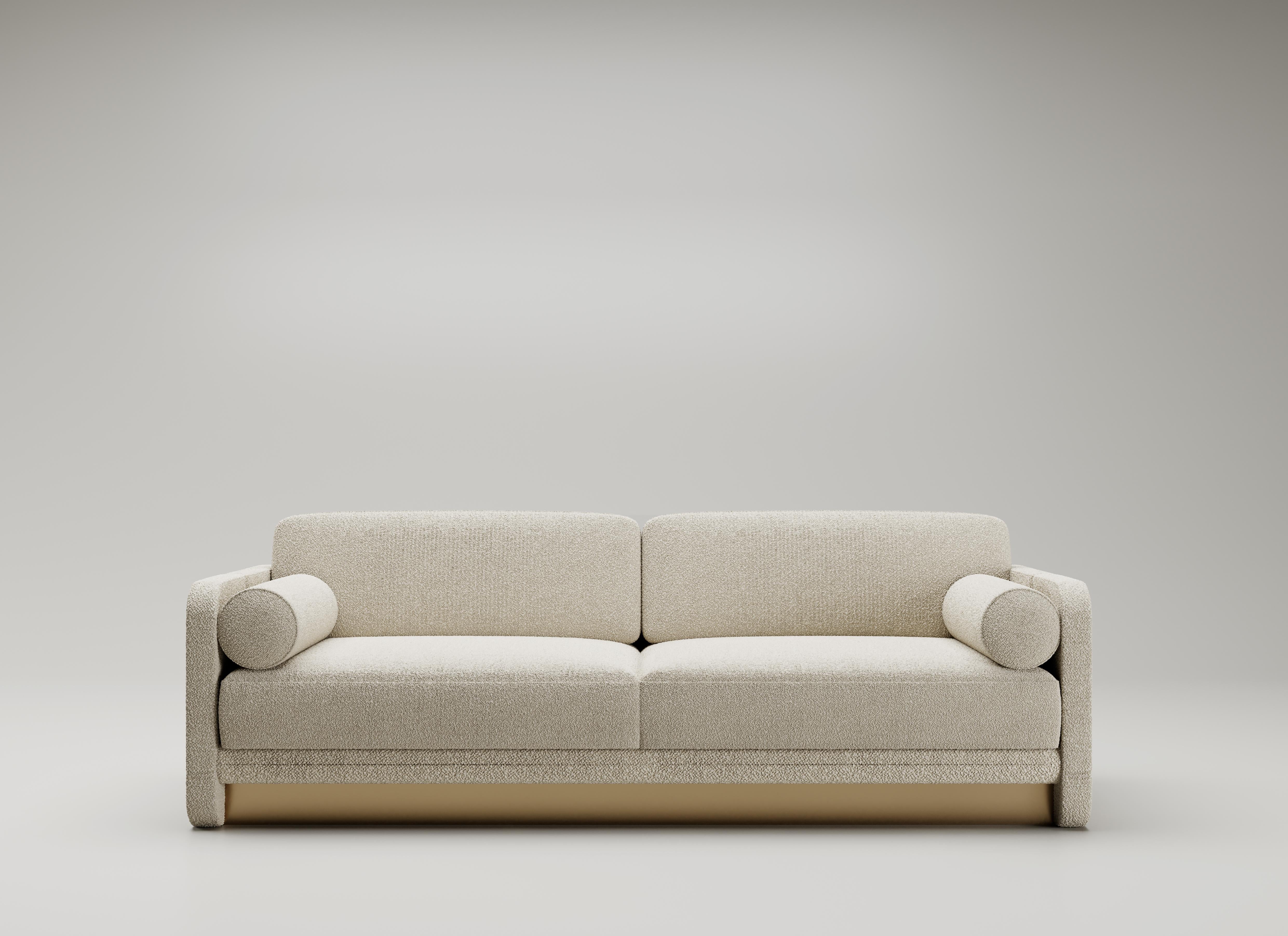 Montenapoleone Sofa by Andrea Bonini
Limited Edition
Dimensions: D 71 x W 220 x H 85 cm.
Materials: Loro Piana fabric and Brass.

Made in Italy. Limited series, numbered and signed pieces. Custom size or finish on request. Different fabrics