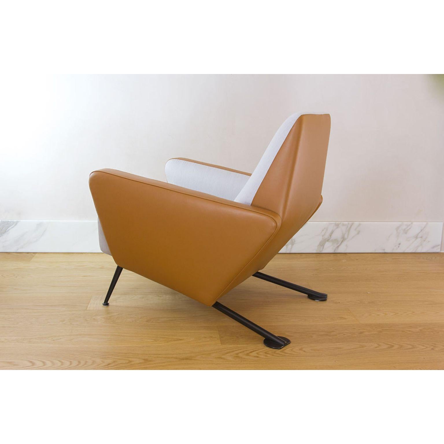 Other Dedar Satin and Leather S.K. Armchair by Andrea Bonini For Sale