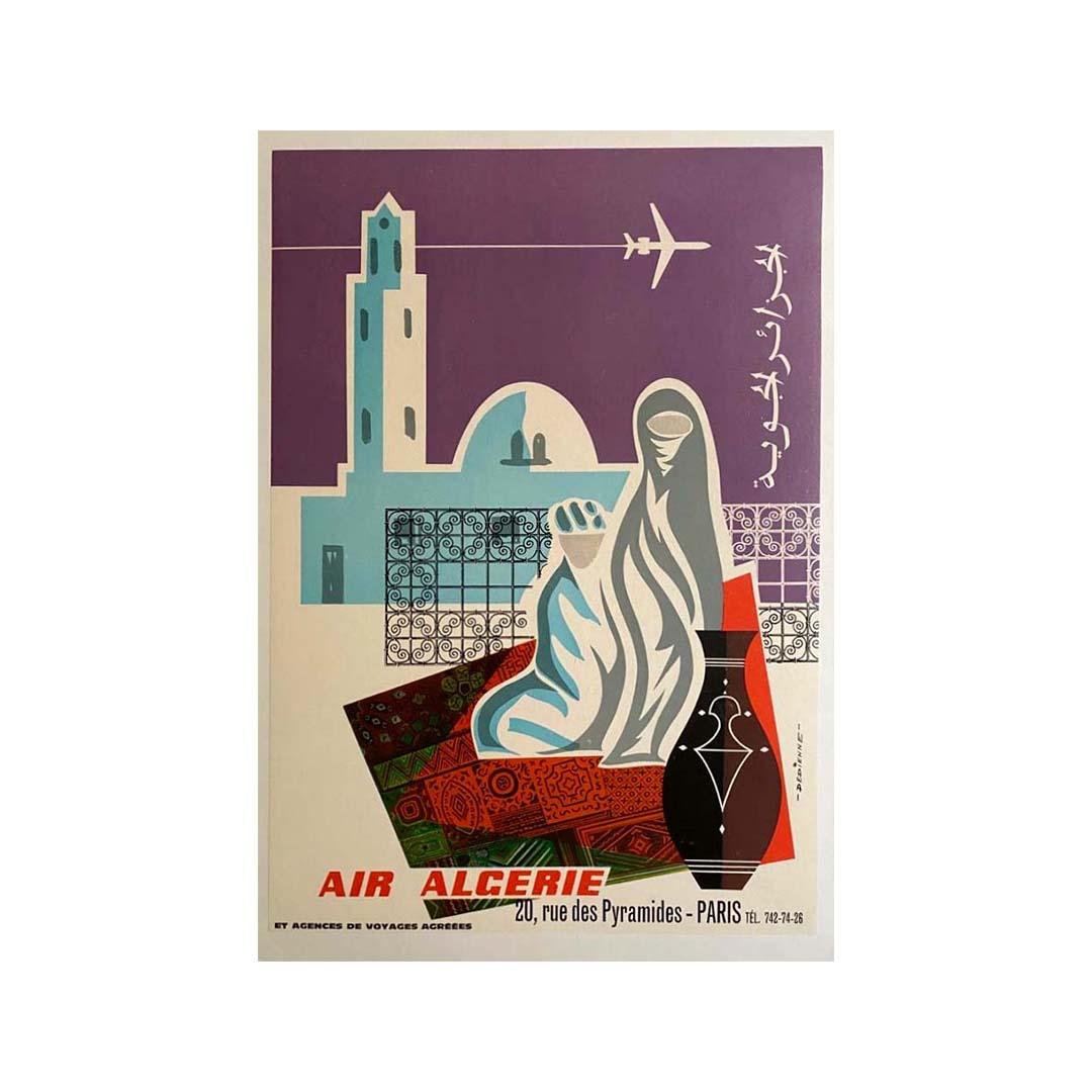 CIRCA 1950 Original-Reiseplakat von Dedienne für Air Algérie im Angebot 2