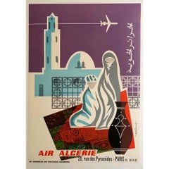 CIRCA 1950 Original-Reiseplakat von Dedienne für Air Algérie