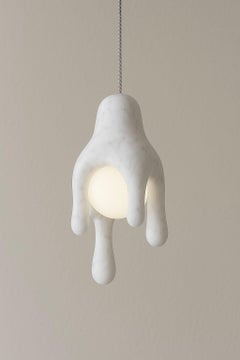 Deditos Unique Pendant Lamp in White Marble & Aluminum by Andres Monnier