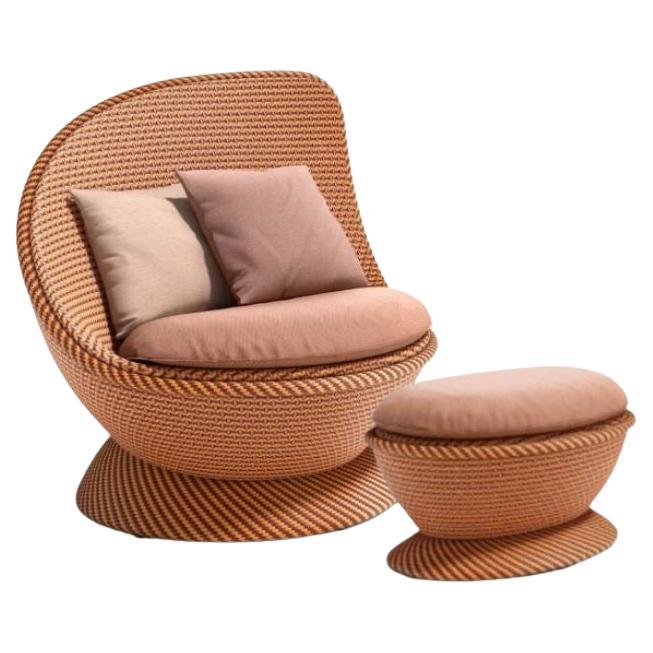 Chaise longue d'appoint et pouf DEDON Papyon en vente