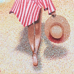 Summer stroll at the beach, Painting, Acrylic on Canvas