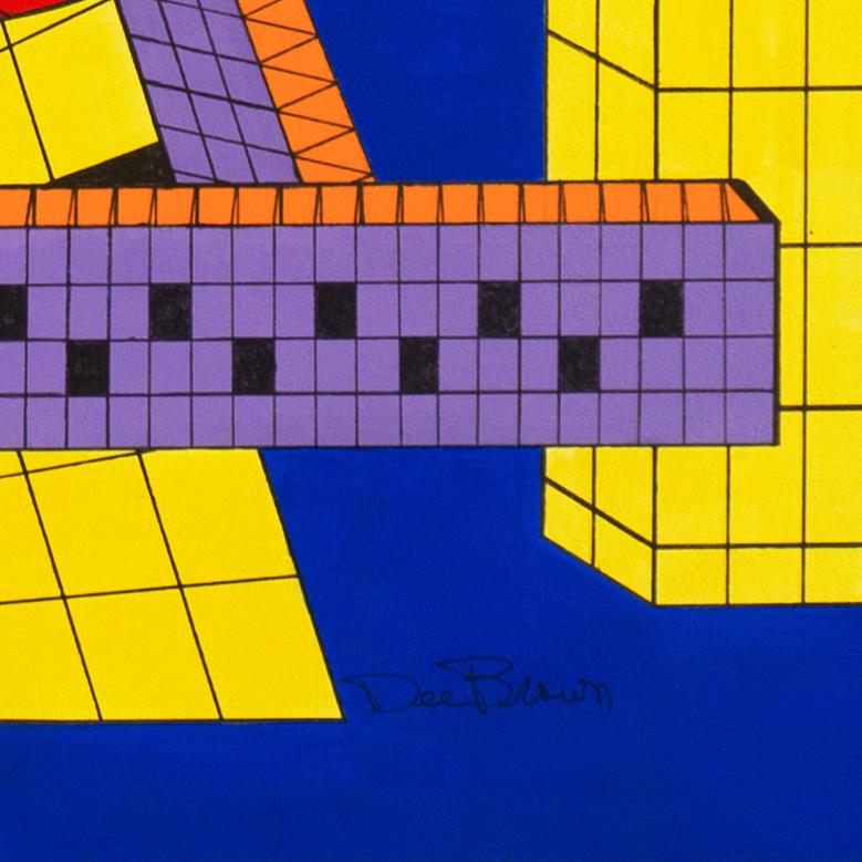 'Cilindro rosso', astratto costruttivista molto grande della Baia di San Francisco, Lego - Painting di Dee Brown
