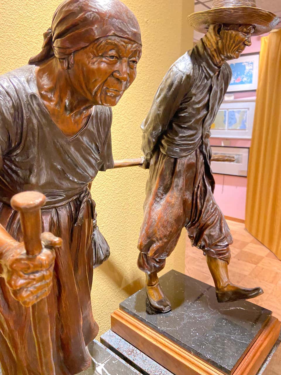 Farmer Han and the Farmer's Wife, 30" figurative bronze
