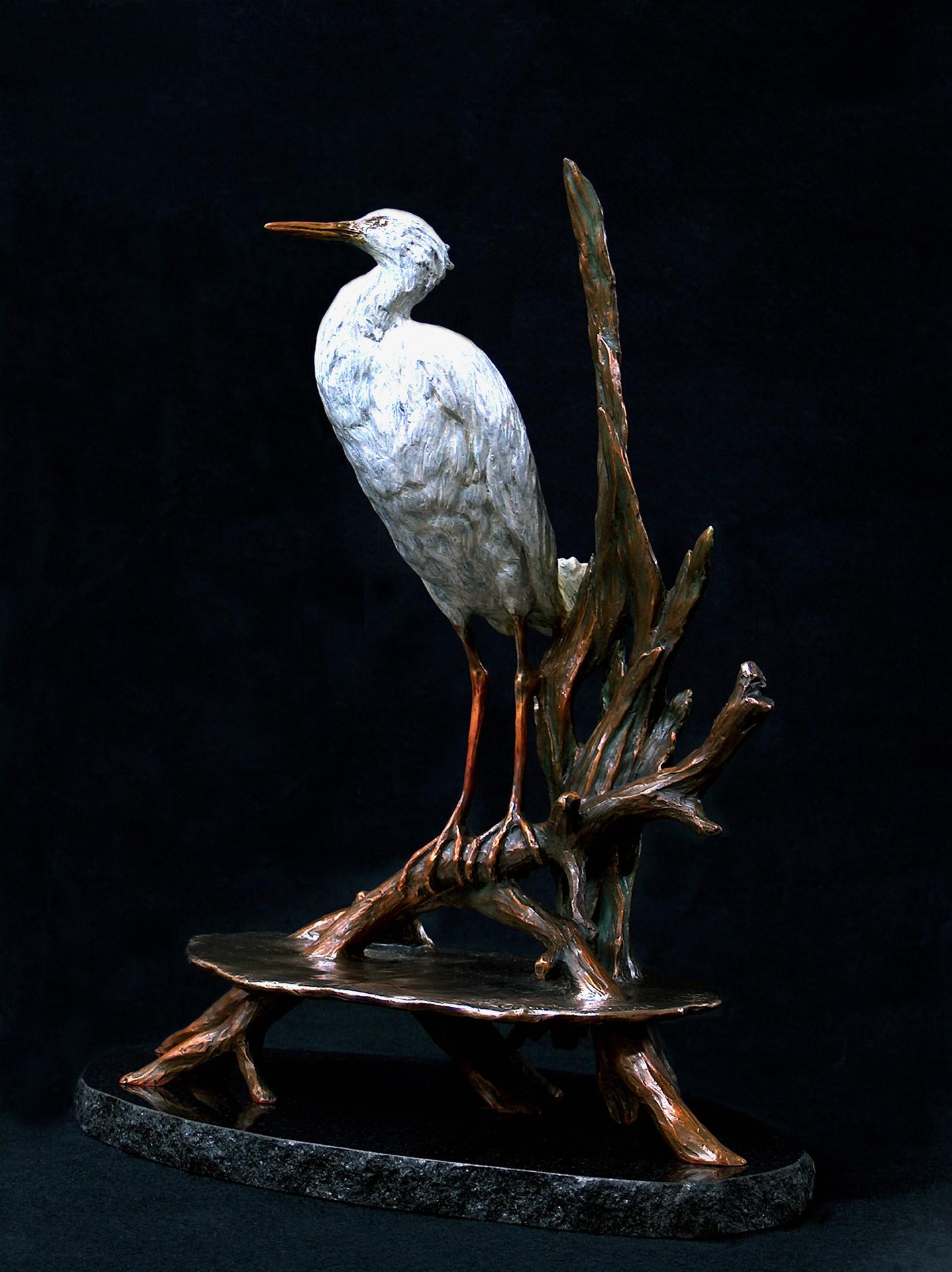 Dee Clements Figurative Sculpture - Snowy Egret