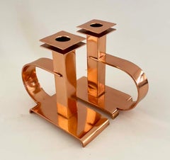Dee Handle Copper Candlesticks by Albert Reimann for Chase Brass & Copper Co.