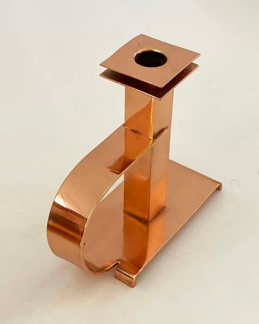 Dee Handle Copper Candlesticks by Albert Reimann for Chase Brass & Copper Co. For Sale 2