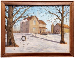 The Old Farm, Winter Landscape, Michigan Farm, Cardinals, Tire Swing 