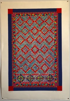 Quilt or Persian Rug Serigraph Pattern and Decoration Feminist Lithograph Print
