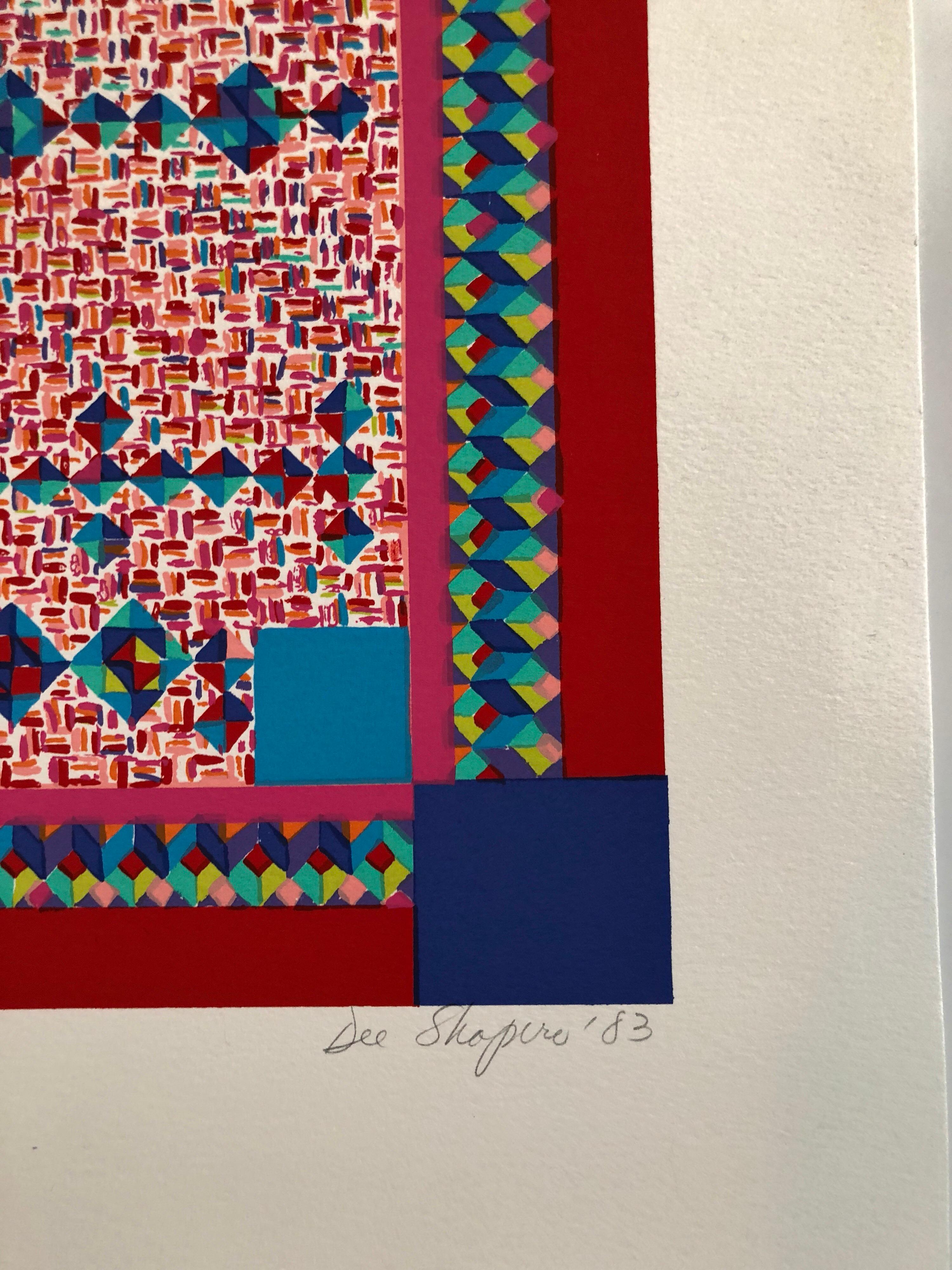Dee Shapiro is a Contemporary American artist and writer associated with the Pattern and Decoration movement. I have seen this referred to as Hejaz.
Dee Shapiro was inspired to be an Artist in her early years of education. Dee's career started in