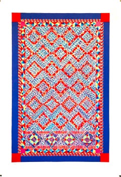 Vintage Quilt or Persian Rug Serigraph Pattern and Decoration Feminist Lithograph Print