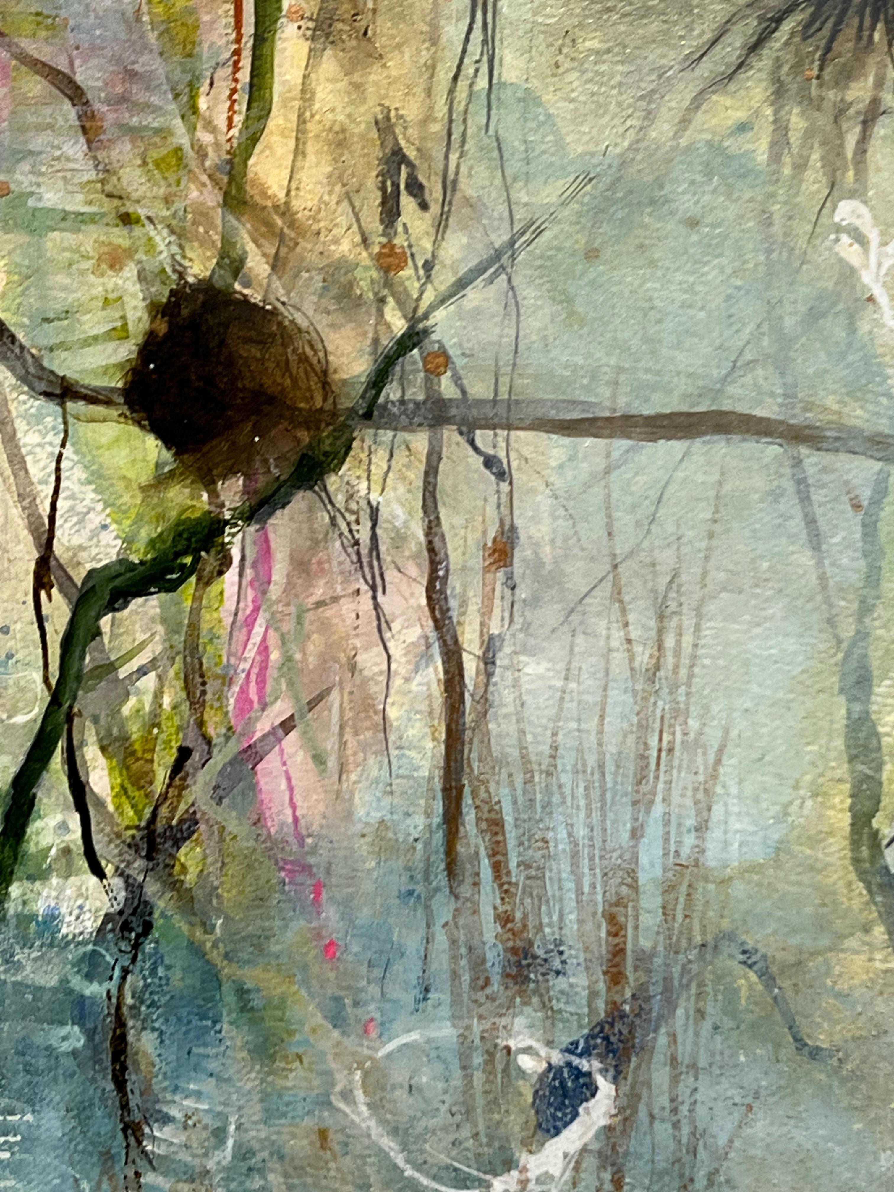 First Bloom - Beige Landscape Painting by Deedra Ludwig