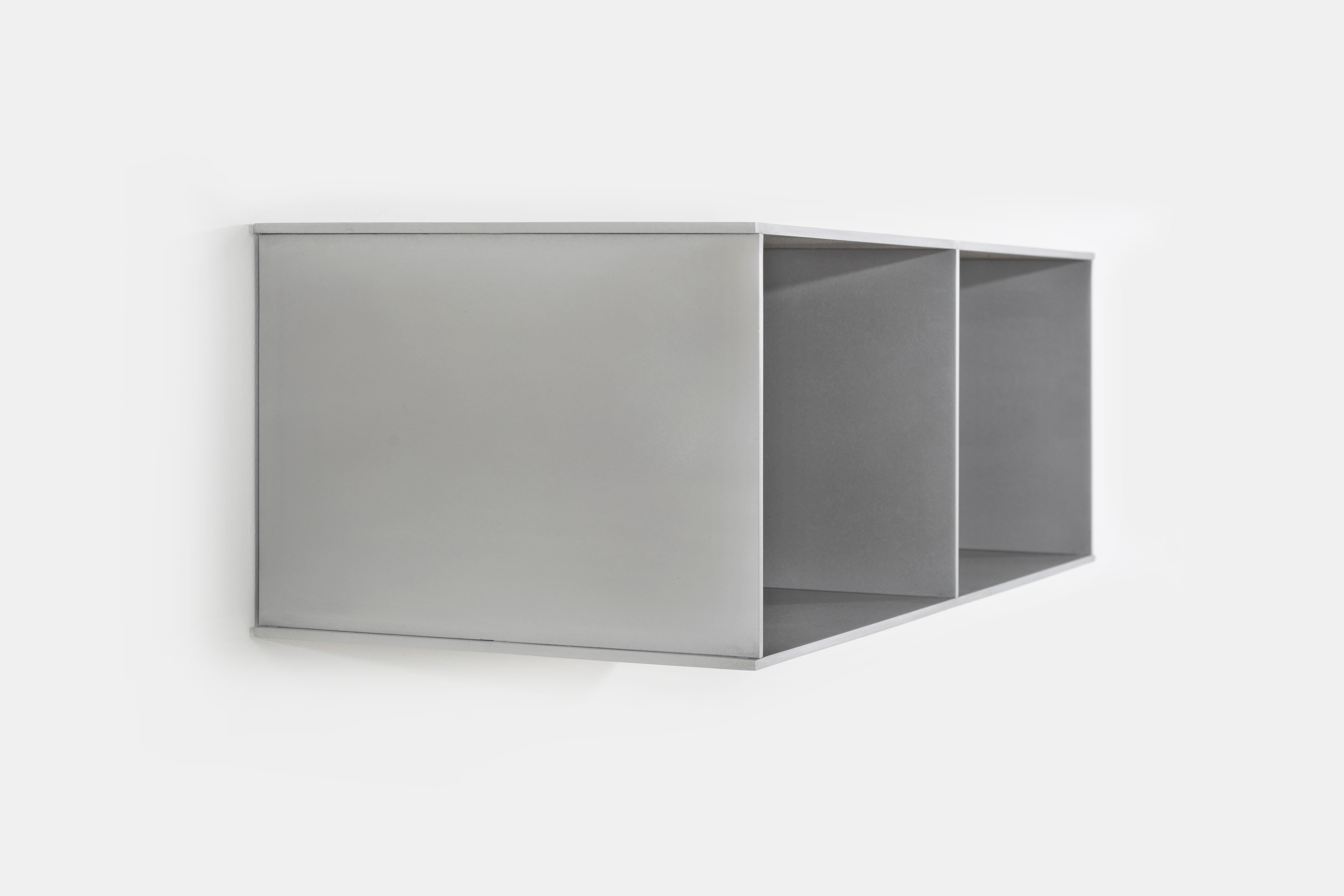 Deep 2G Wall-Mounted Shelf Console in Waxed Aluminum Plate by Jonathan Nesci For Sale 3