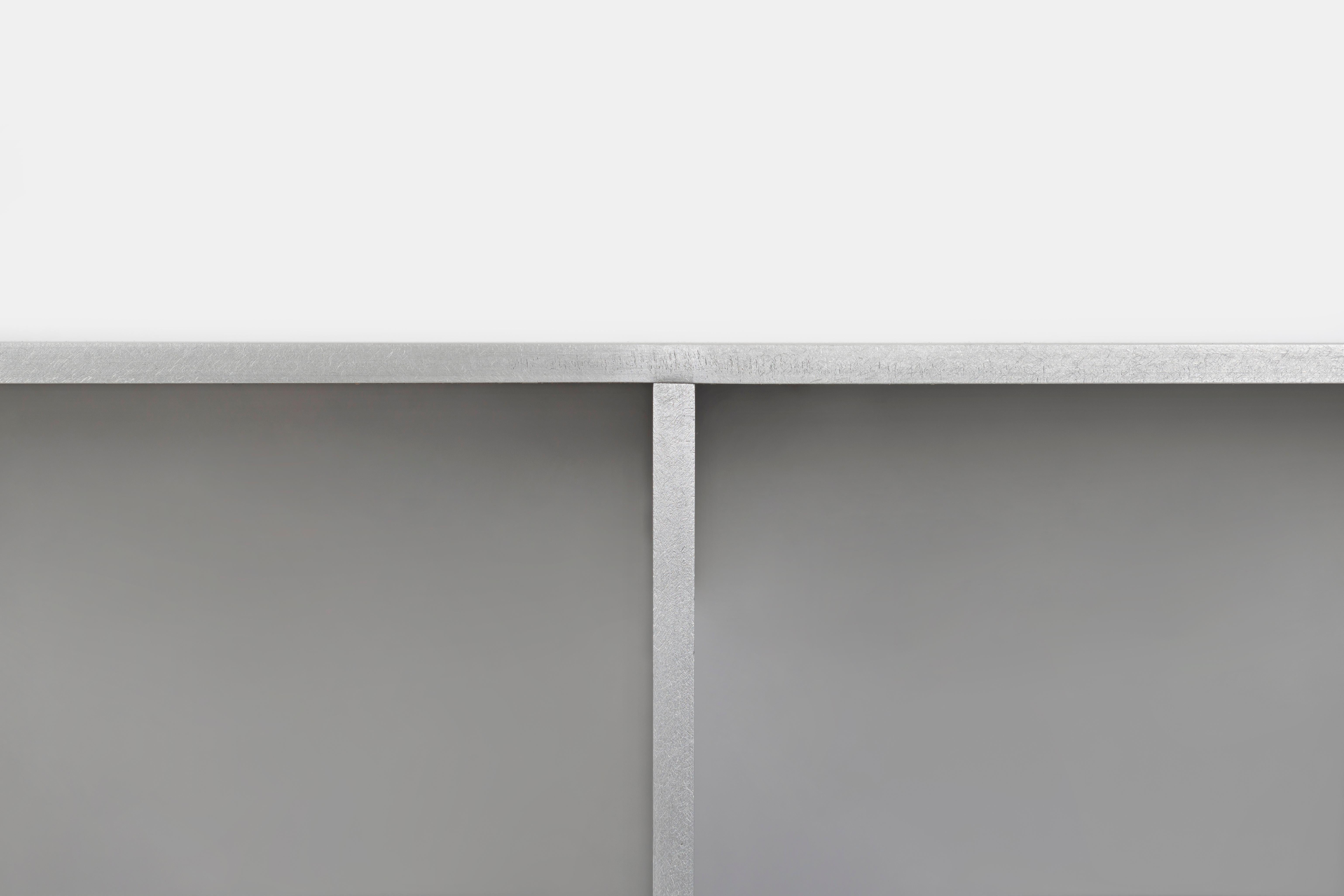 Deep 2G Wall-Mounted Shelf Console in Waxed Aluminum Plate by Jonathan Nesci For Sale 4