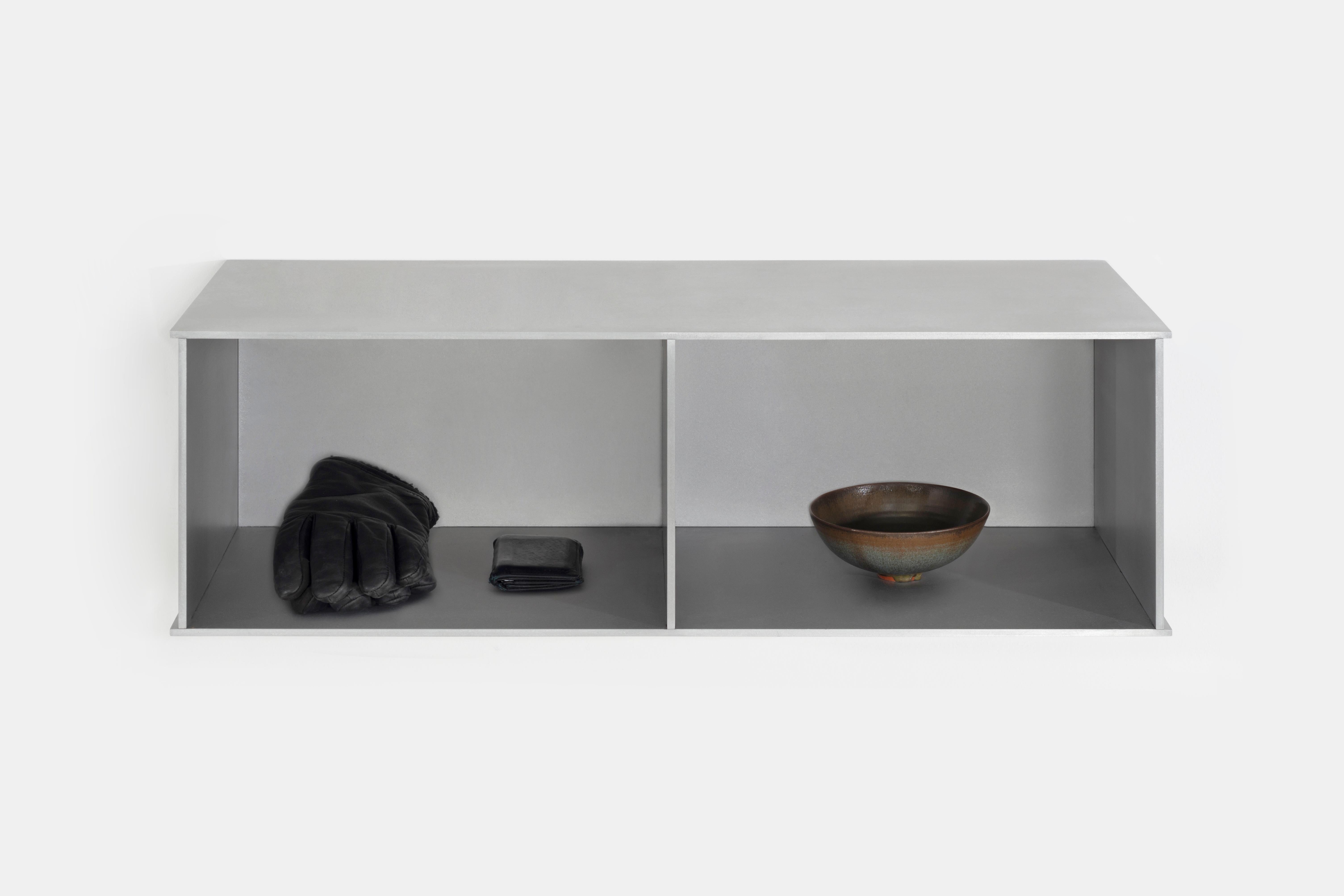 Deep 2G Wall-Mounted Shelf Console in Waxed Aluminum Plate by Jonathan Nesci For Sale 5