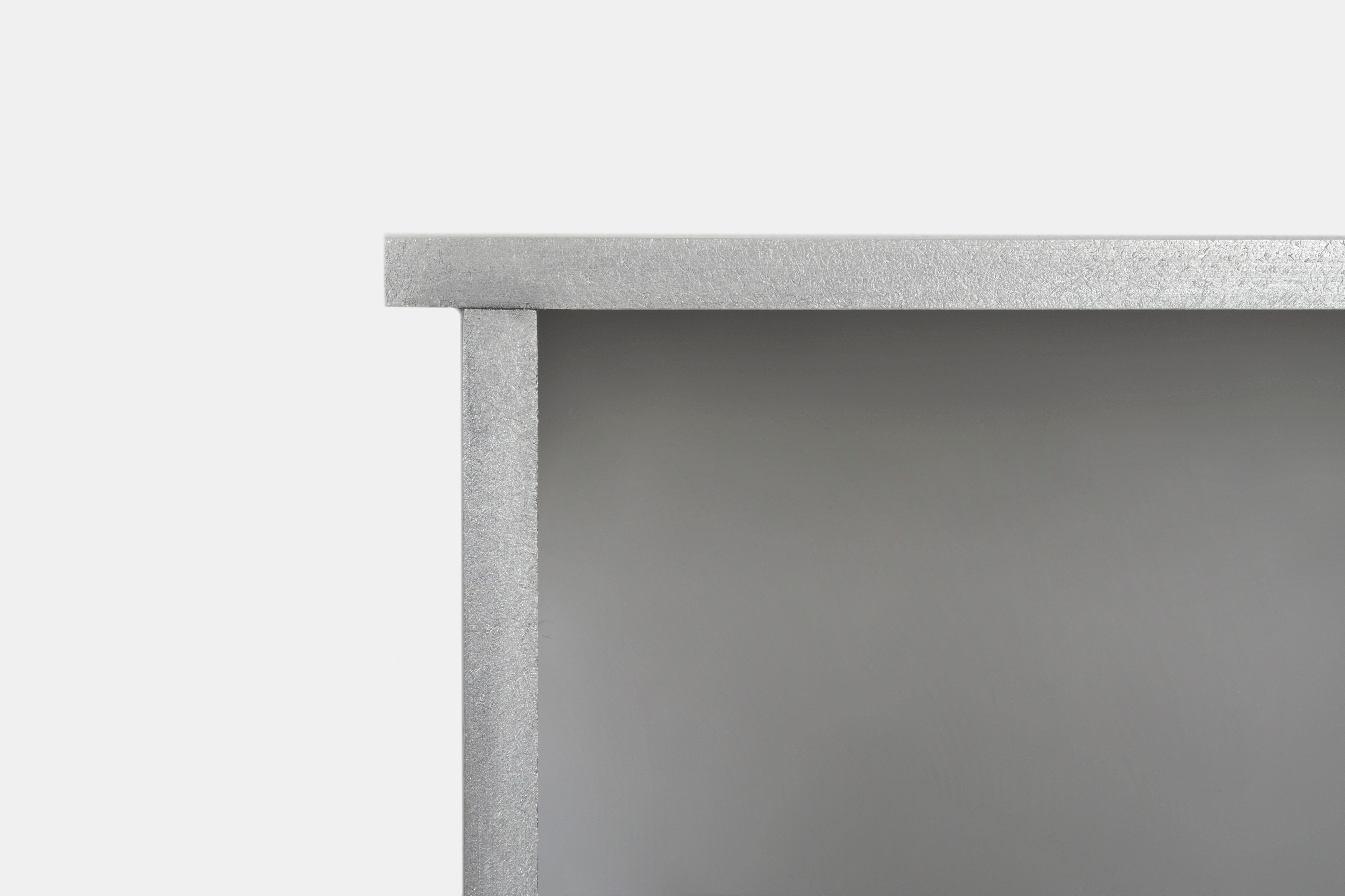 Deep 2G Wall-Mounted Shelf Console in Waxed Aluminum Plate by Jonathan Nesci For Sale 2