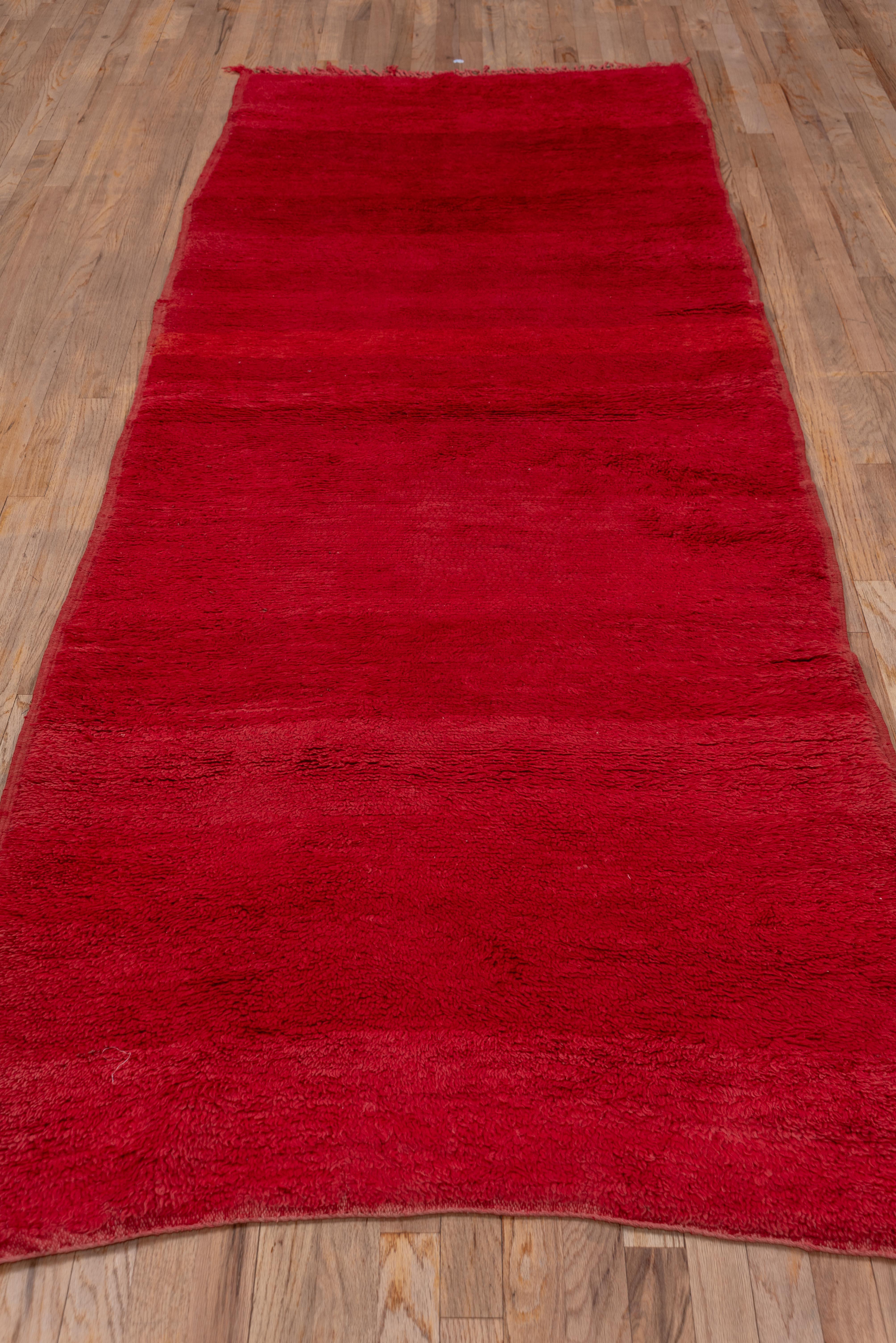 Wool Deep Ancient Red Moroccan Runner For Sale