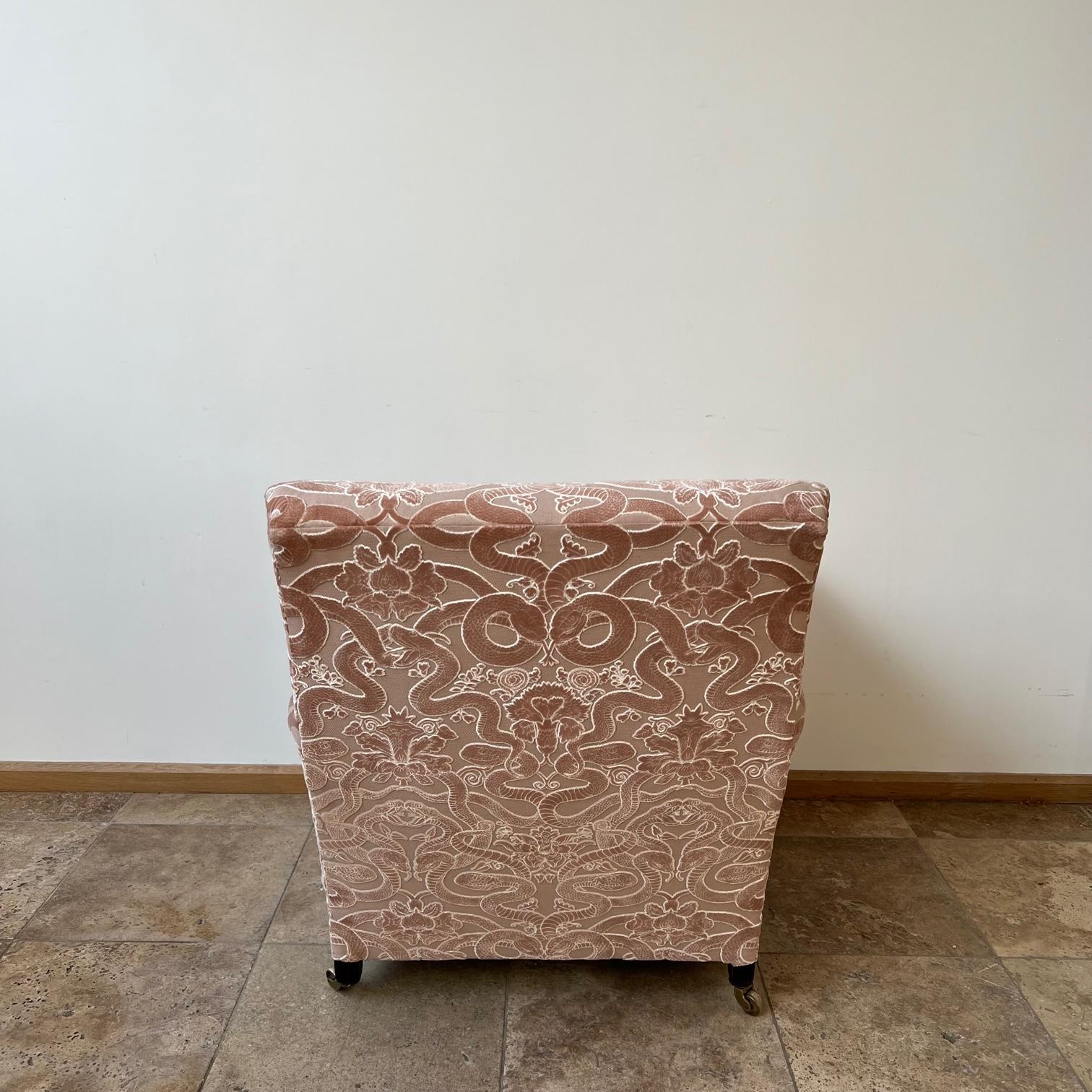Fabric Deep Antique English Armchair in House of Hackney Anaconda