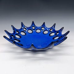 Deep Azure Blue Pierced Star Ceramic Bowl