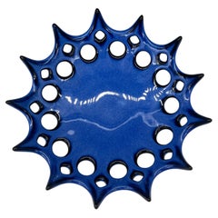 Deep Azure Blue Pierced Star Ceramic Bowl