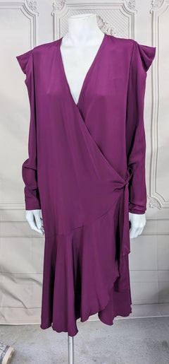 Deep Berry Silk Crepe Wrap Dress