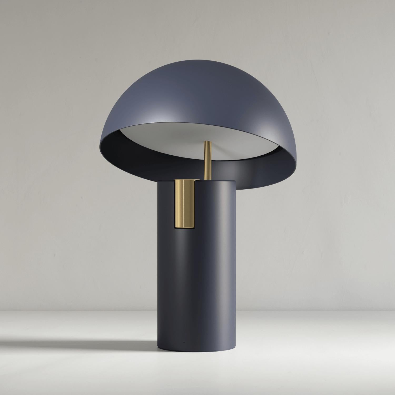 Deep Blue Alto Lamp by JAUNE STUDIO
Dimensions: D 25 x H 36 cm
Materials: Aluminum body, lacquered painting, brushed gold or nickel tinted cylinders and stem. Diffuser in opaline white PMMA.

Lighting : Variable LED lighting 1800 to 2700K - 0 to