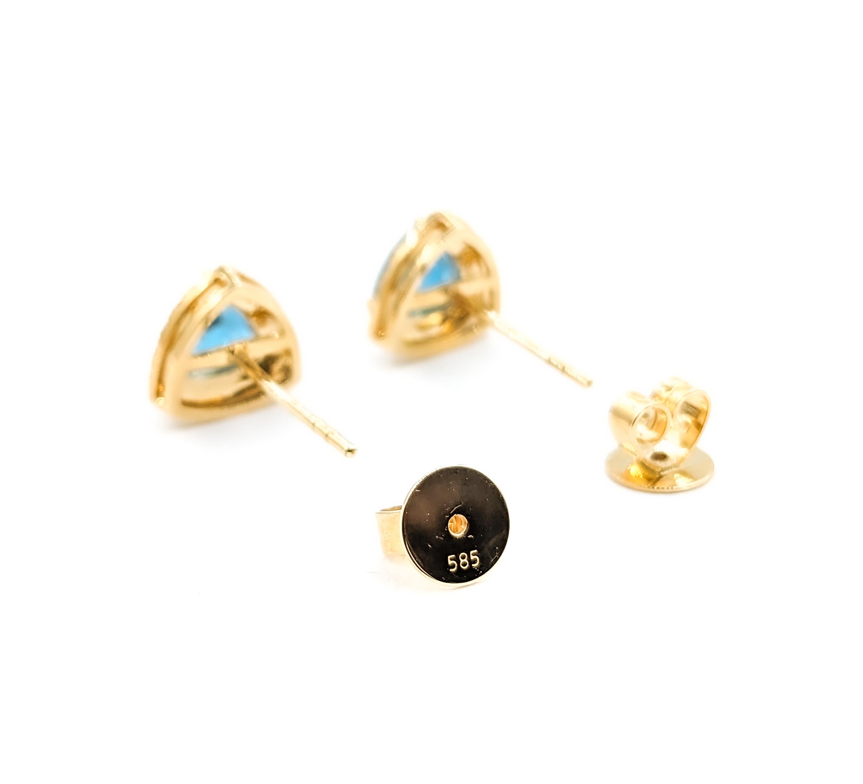 Women's Deep Blue Aquamarine & Diamond Stud Earrings