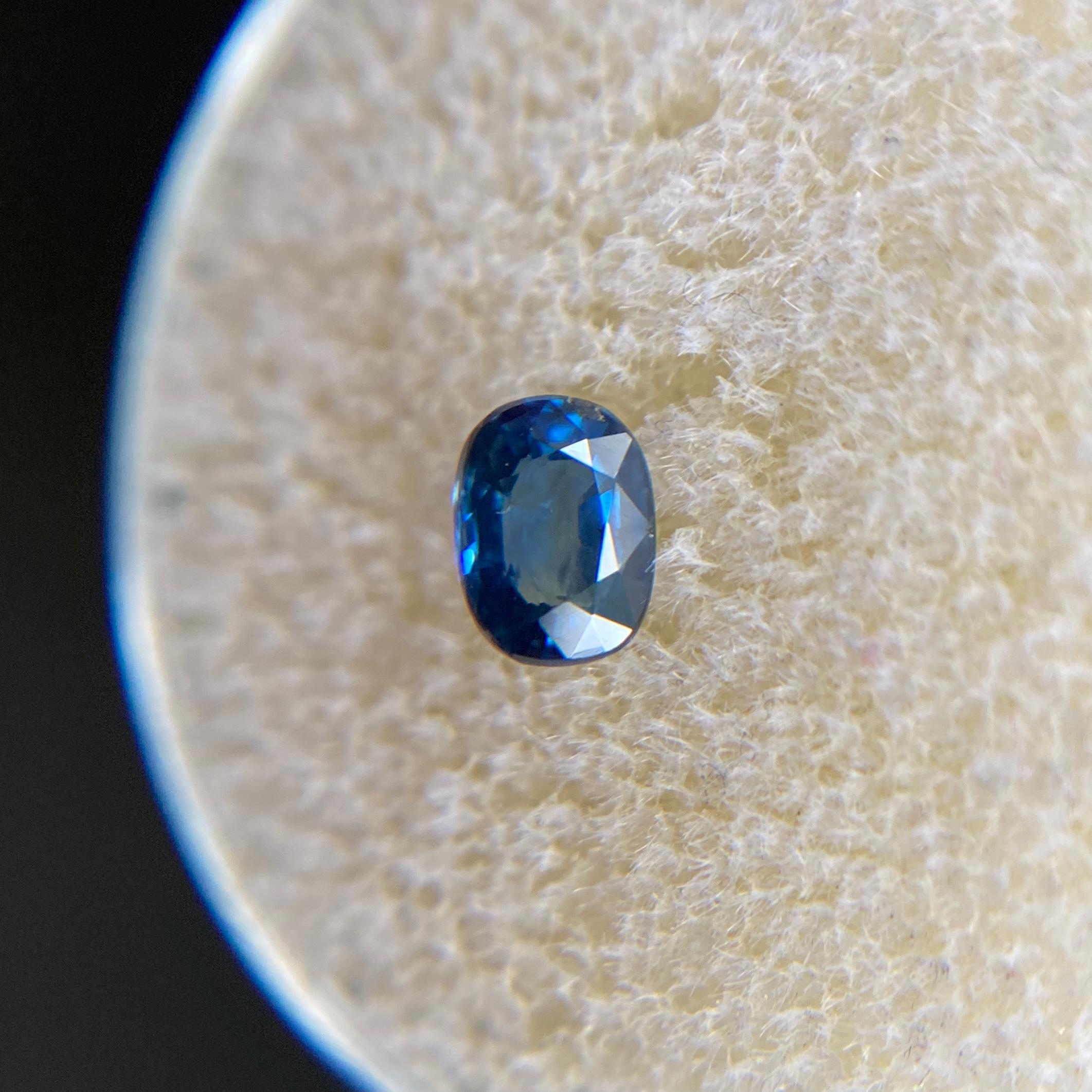 Deep Blue Australia Sapphire 0.56ct Cushion Cut Rare Loose Gem 1