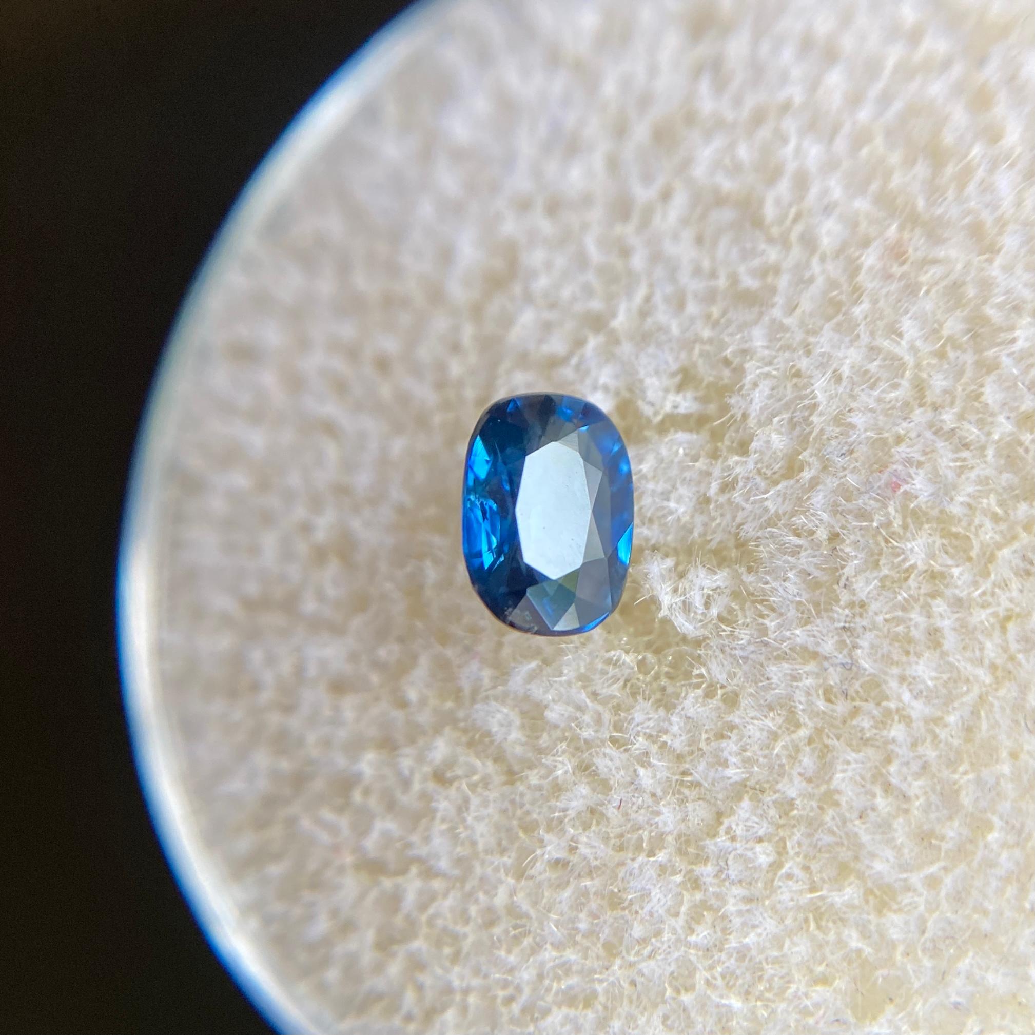 Deep Blue Australia Sapphire 0.56ct Cushion Cut Rare Loose Gem 2