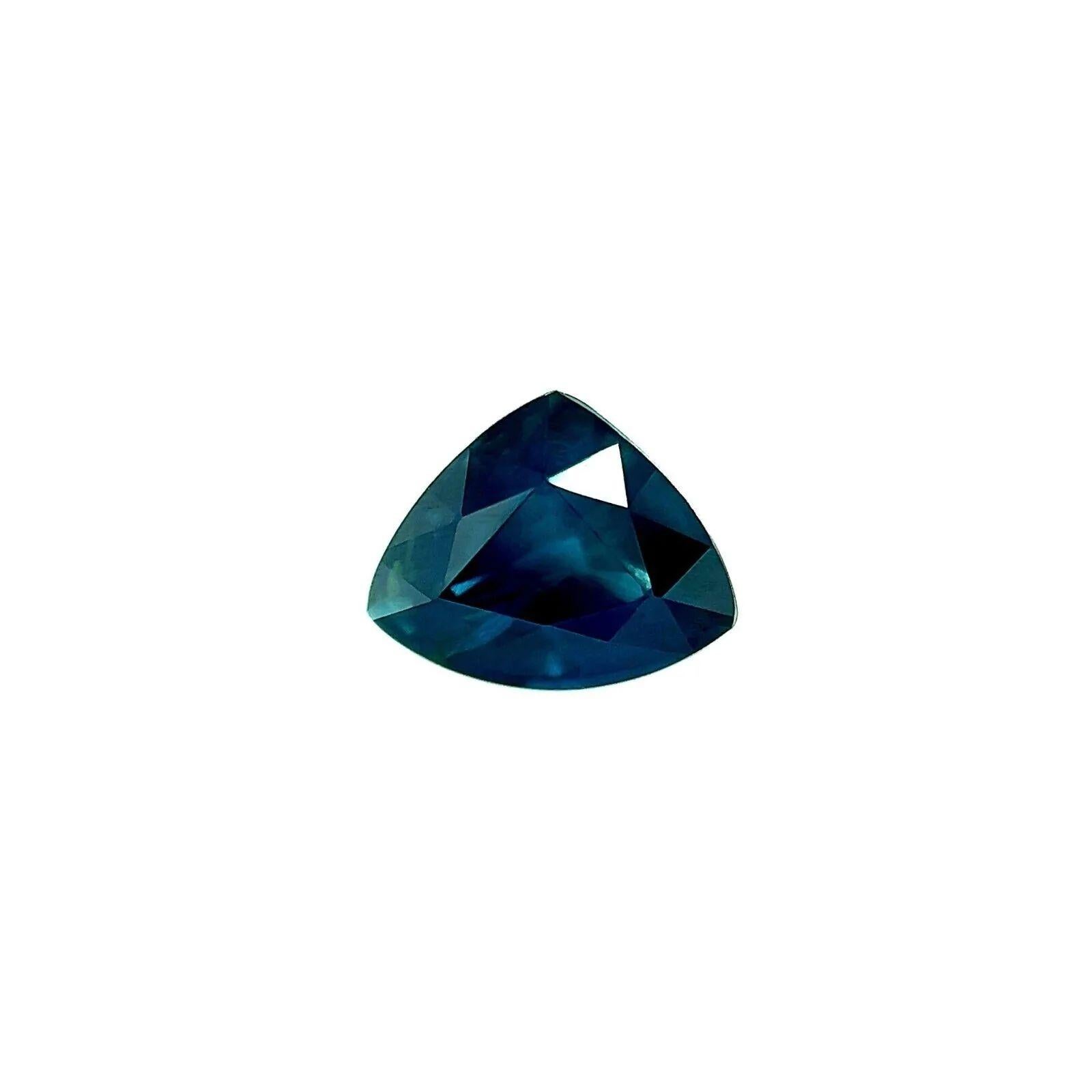 Deep Blue Australian Sapphire 0.90ct Triangle Trillion Cut Gem 6.5x5.2mm Vs

Natural Deep Blue Australian Sapphire.
0.90 Carat with beautiful deep blue colour and good clarity. Clean stone with only some small natural inclusion visible when looking