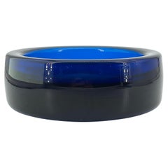 Deep Blue Bowl Footed Ashtray Vintage Mid-Century Cigar like Seguso Orrefors