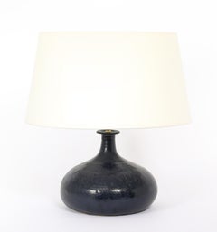 Deep Blue Ceramic Table Lamp, France 1960's